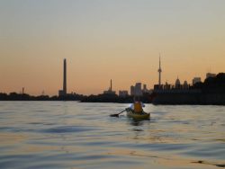Sunset kayaking on Lake Ontario from our local beach