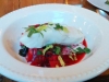 Halibut and Spicy Borscht at Saltwater Farm, Rockport, ME