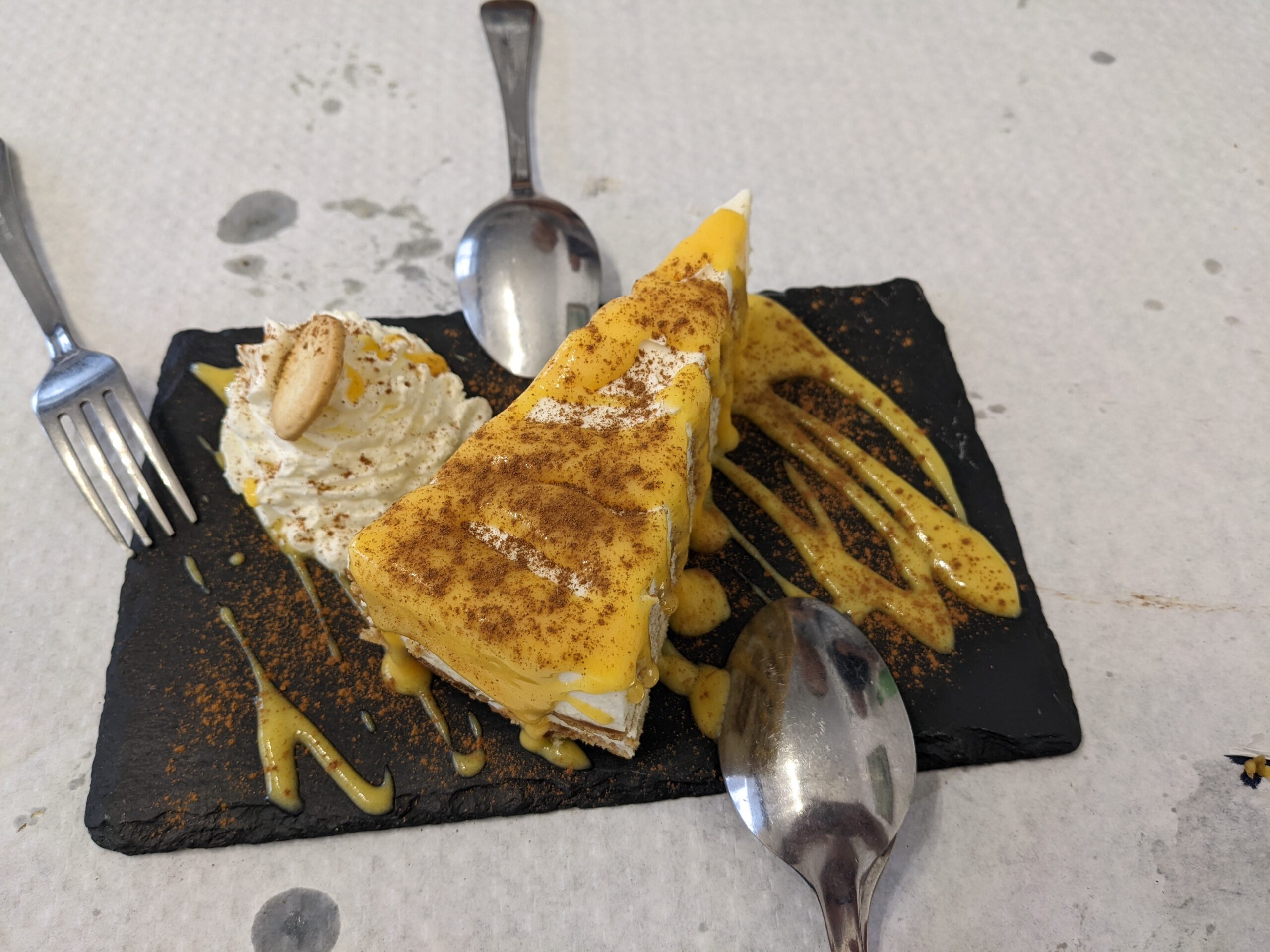 Indulgent dessert at Restaurante Portelas